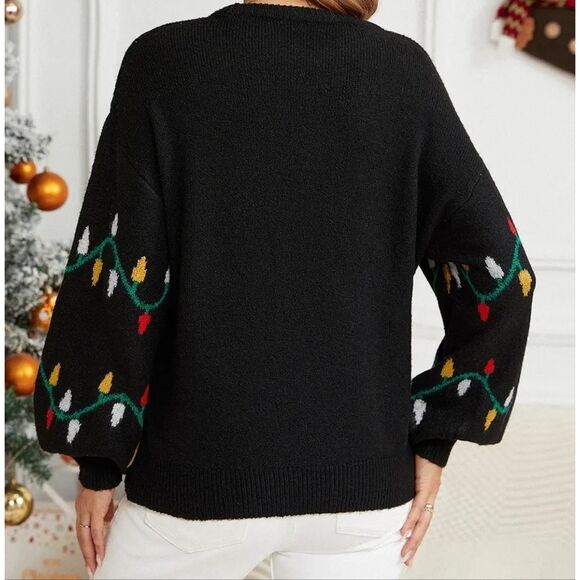 Women's Casual Christmas Lights Pattern Holiday Sweater Sz S M L XL - Picture 2 of 5
